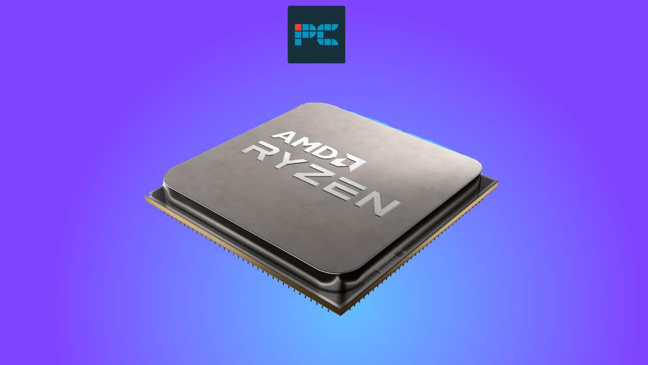 An AMD Ryzen 7 8700F CPU on a blue gradient background.