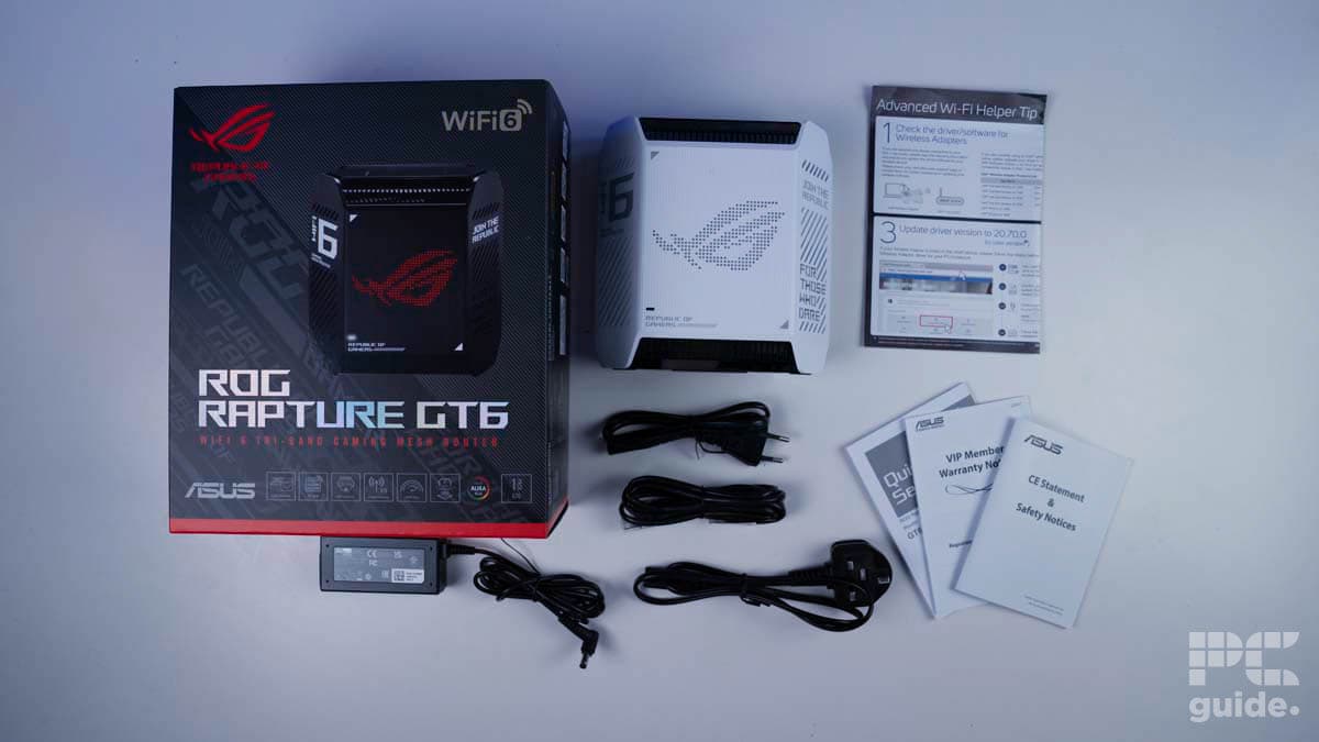 ASUS ROG Rapture GT6 box contents, Image by PCGuide