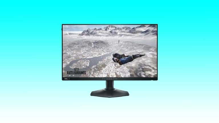 A computer monitor, featuring a scene from the video game "PUBG" with a character skydiving over a snow landscape, is showcased during Amazon Gaming Week.