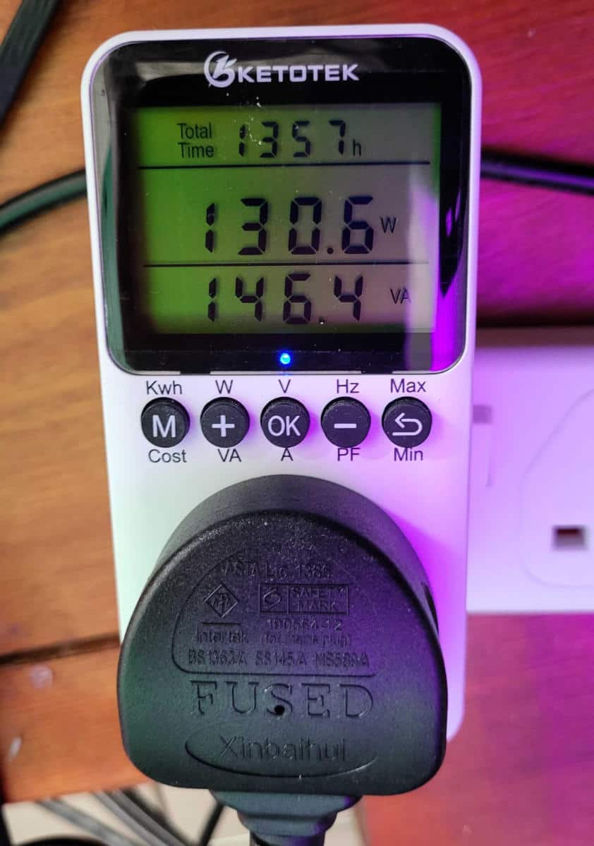 Corsair CX750 power at idle, source PCGuide