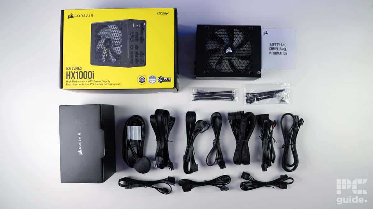 Corsair HX1000i box contents, source PCGuide