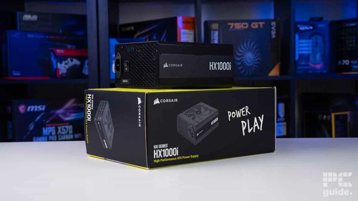 Corsair HX1000i on top of box, source PCGuide