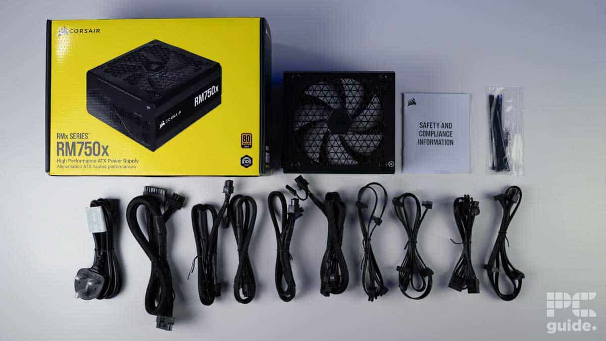 Corsair RM750x box contents, Image by PCGuide