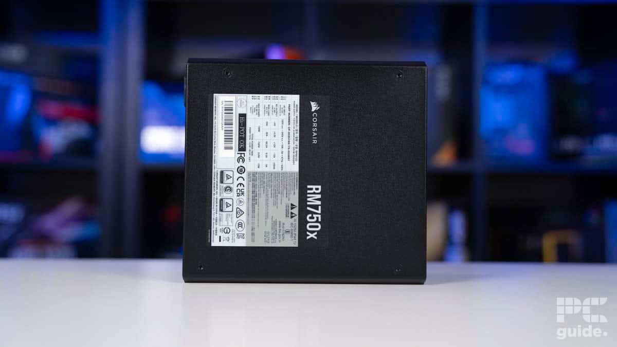Corsair RM750x info sticker, Image by PCGuide