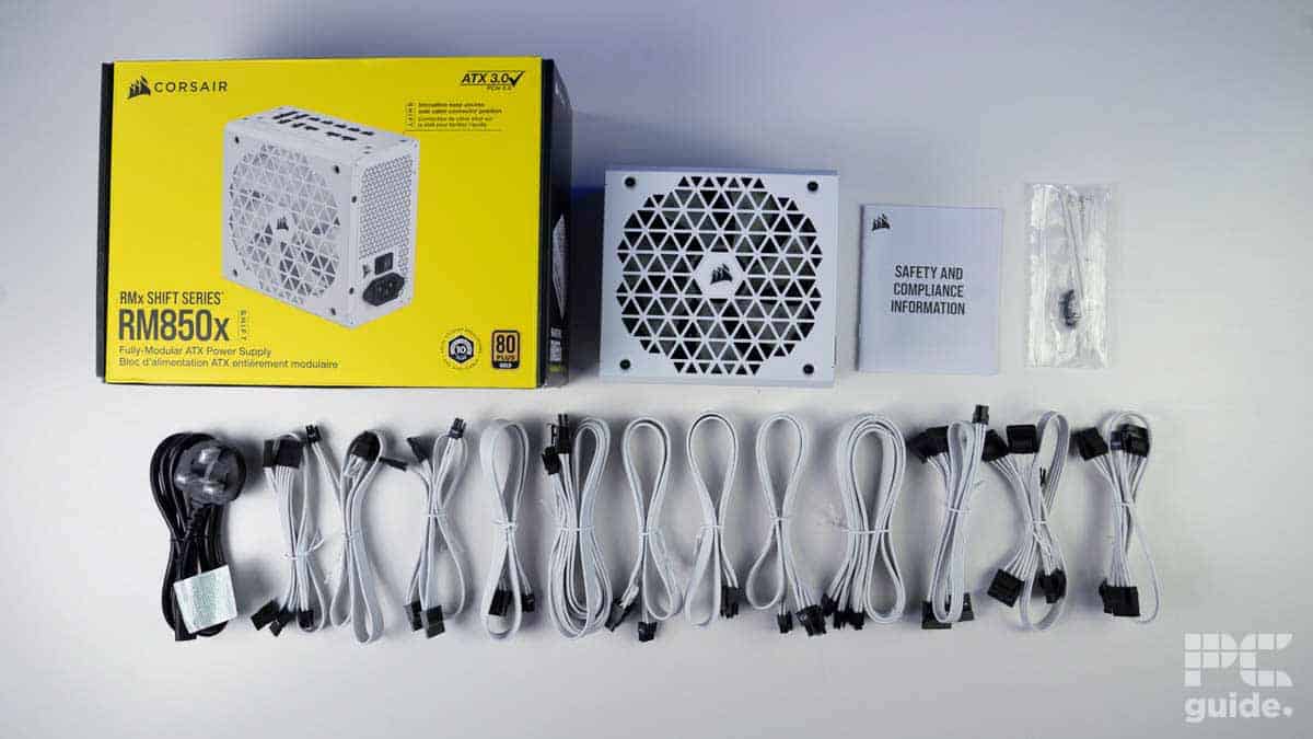 Corsair RM850x Shift White box contents, Image by PCGuide