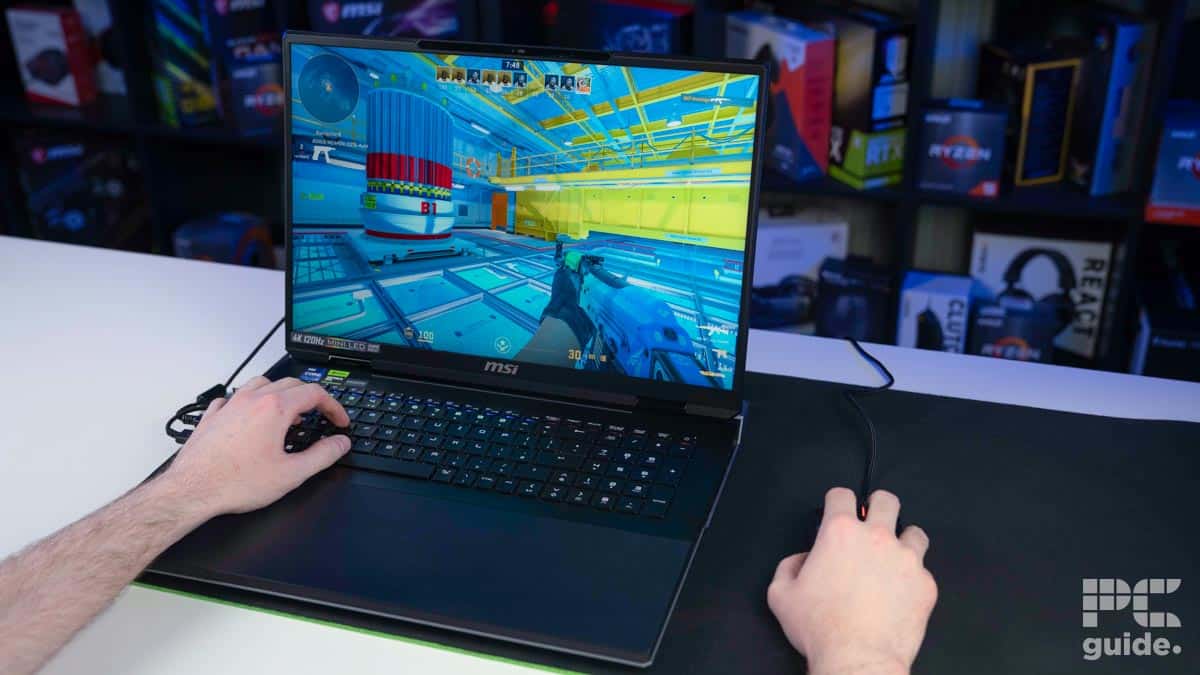 MSI Titan 18 HX gaming CS2, Image by PCGuide