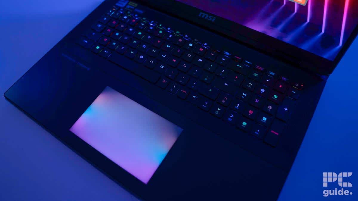 MSI Titan 18 HX touchpad and keyboard, Image by PCGuide