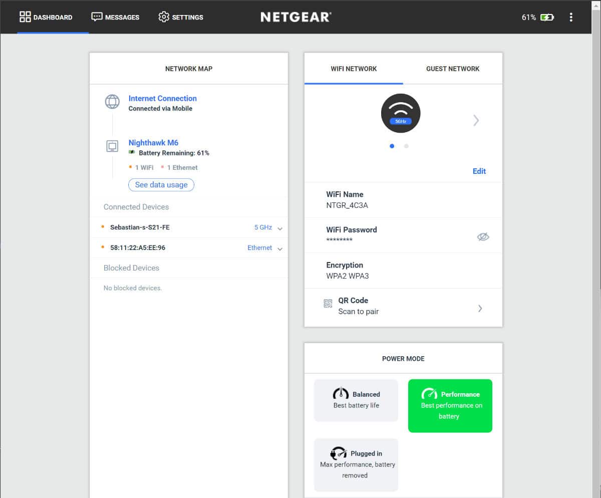 Netgear Nighthawk M6 Pro MR6450 Web app control, source PCGuide