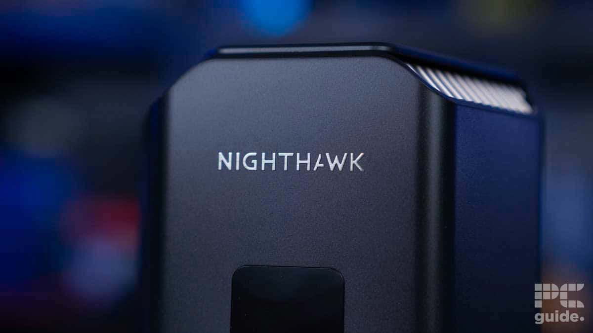 Netgear Nighthawk RS700 WiFi 7 Router (BE19000) logo top, source PCGuide
