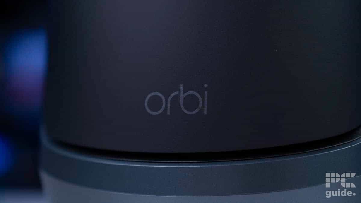 Netgear Orbi RBKE963B WiFi 6E Mesh router logo, source PCGuide