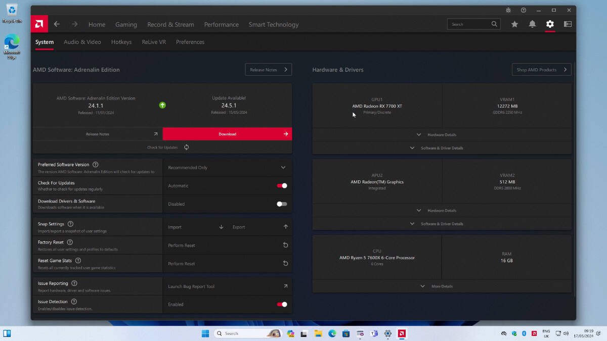 Starforge Horizon II Elite AMD Adrenalin driver, source PCGuide