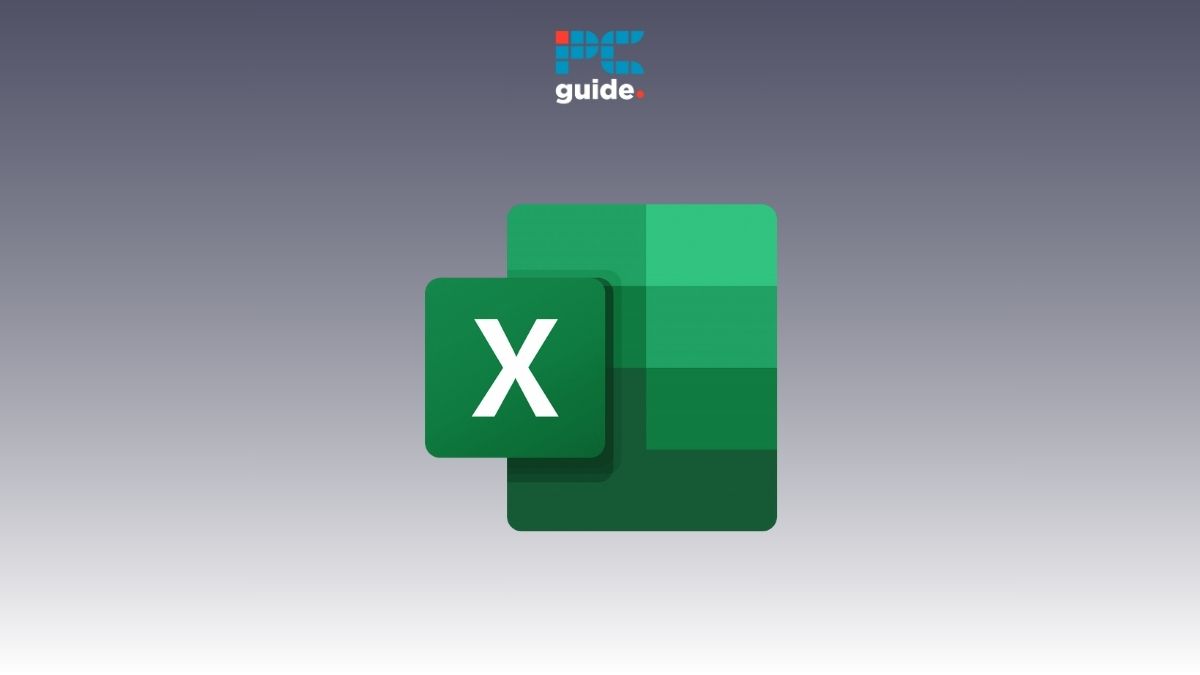 Here is an image of the Microsoft Excel logo with a gradient background. The logo features a stylized "X" in green, along with a grid pattern representing a spreadsheet. Learn how to create a stacked bar chart in Excel! The PC Guide logo is present at the top.