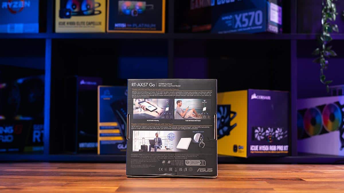 ASUS AX3000 RT-AX57 Go box back, Image by PC Guide