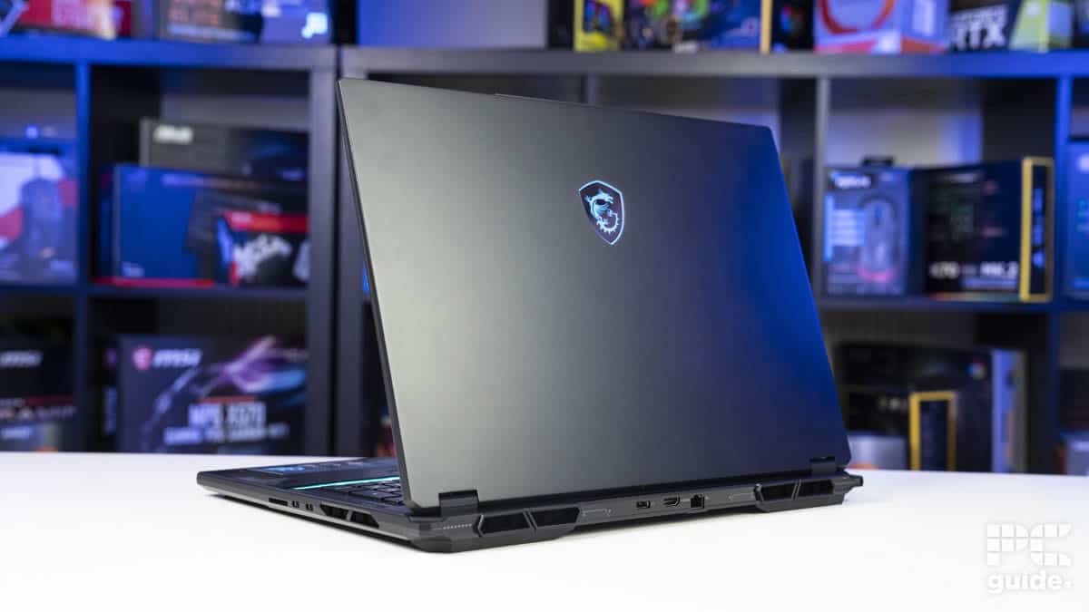 MSI Stealth 18 AI Studio A1V back profile, Image by PC Guide