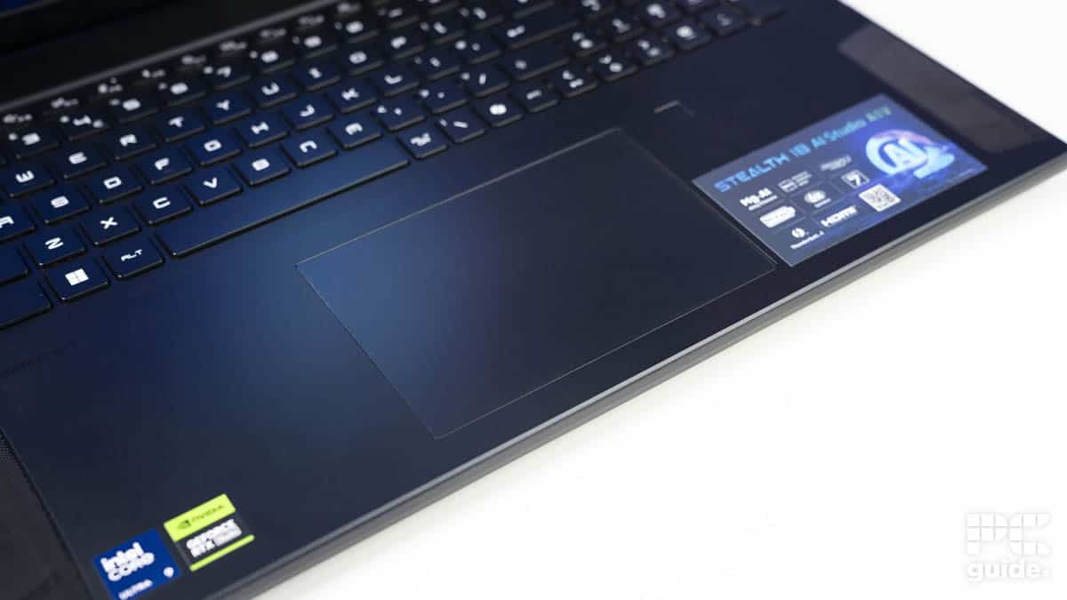 MSI Stealth 18 AI Studio A1V touchpad, Image by PC Guide