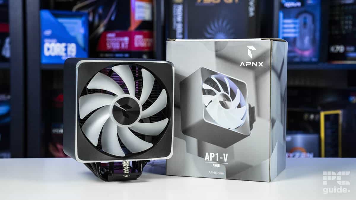 APNX AP1-V ARGB next to box on table