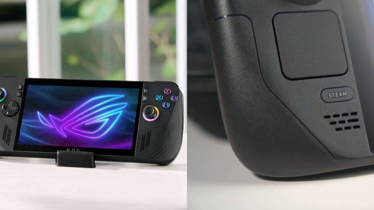 ASUS ROG Ally X and Steam Deck gaming PC handhelds