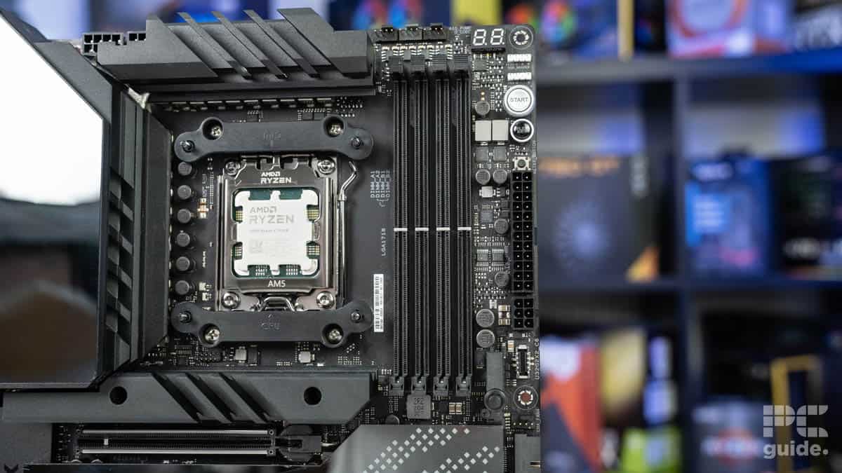 Crosshair X670E Hero showing AMD CPU and RAM slots