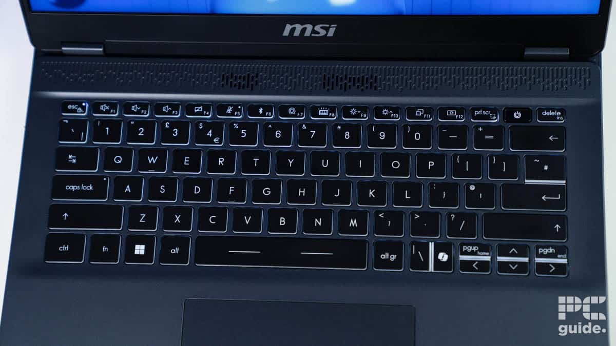 MSI Prestige 14 AI Evo keyboard, Image by PC Guide