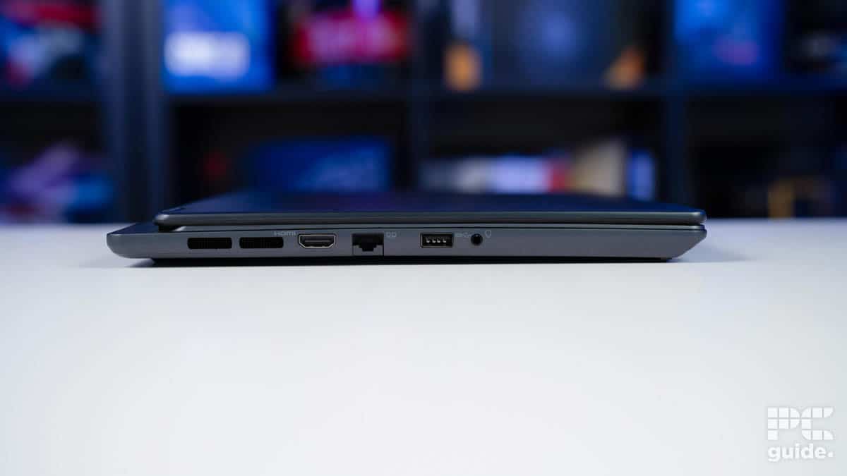 MSI Prestige 14 AI Evo left side, Image by PC Guide