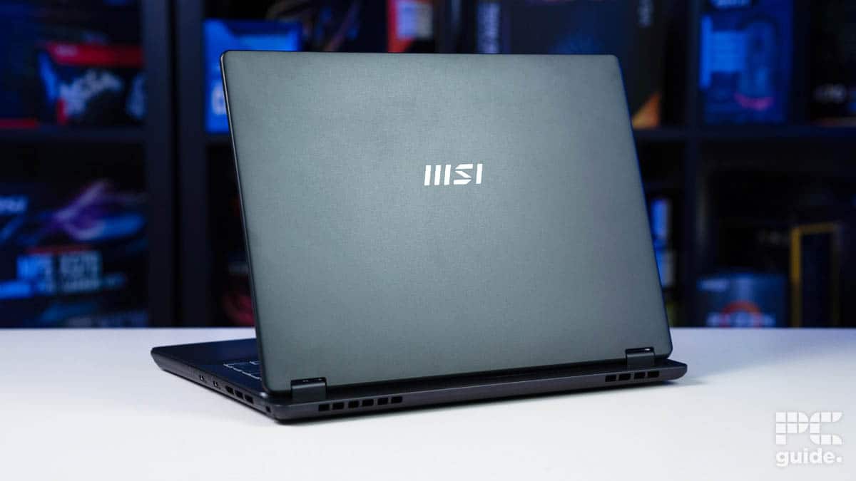 MSI Prestige 14 AI Evo lid open, Image by PC Guide