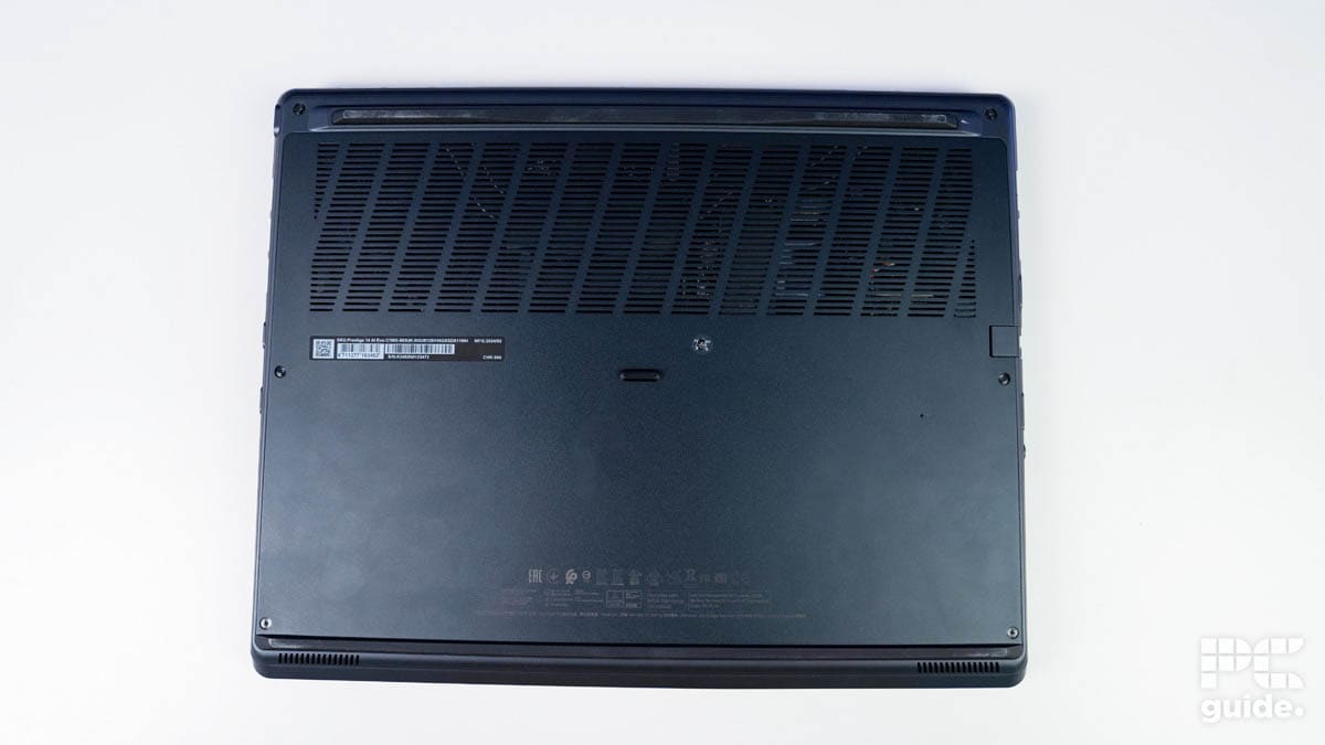 MSI Prestige 14 AI Evo underside, Image by PC Guide