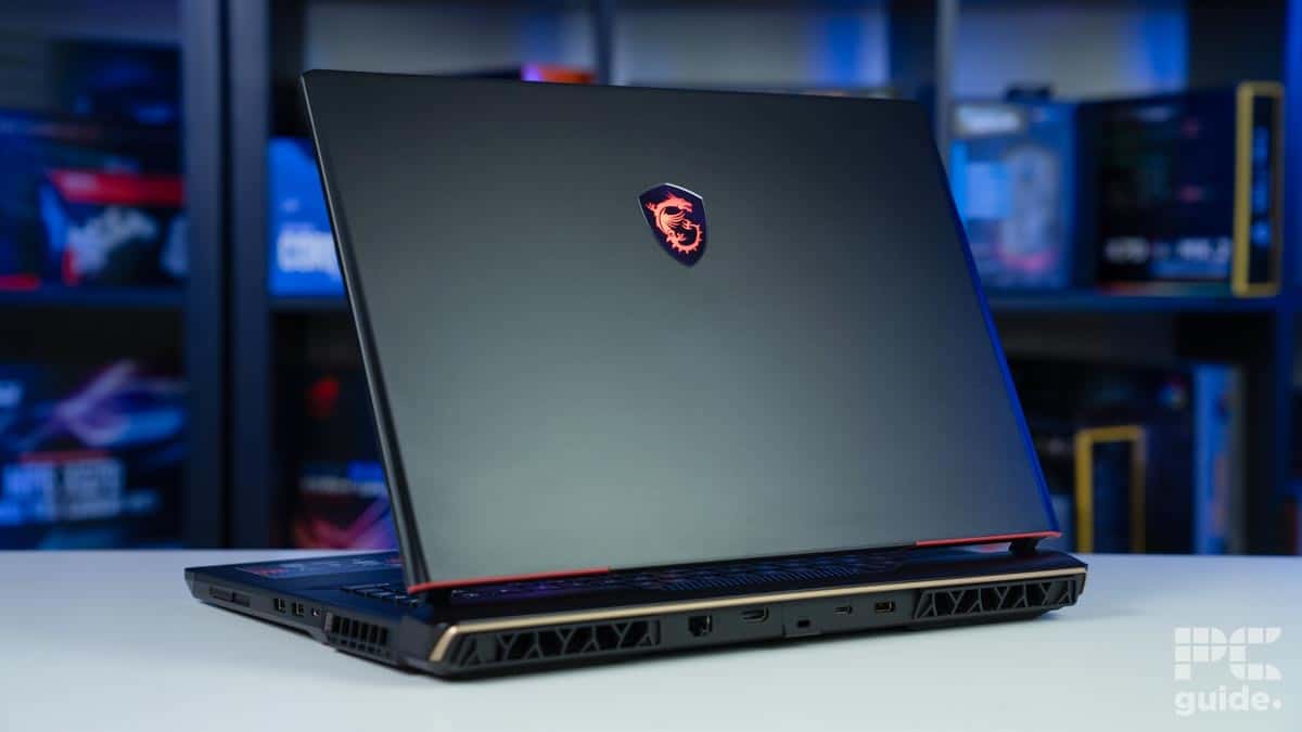 MSI Raider GE78 HX 14VHG back lid, Image by PC Guide