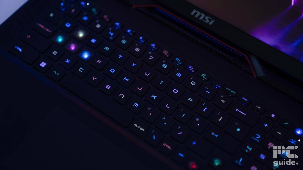 MSI Raider GE78 HX 14VHG keyboard, Image by PC Guide