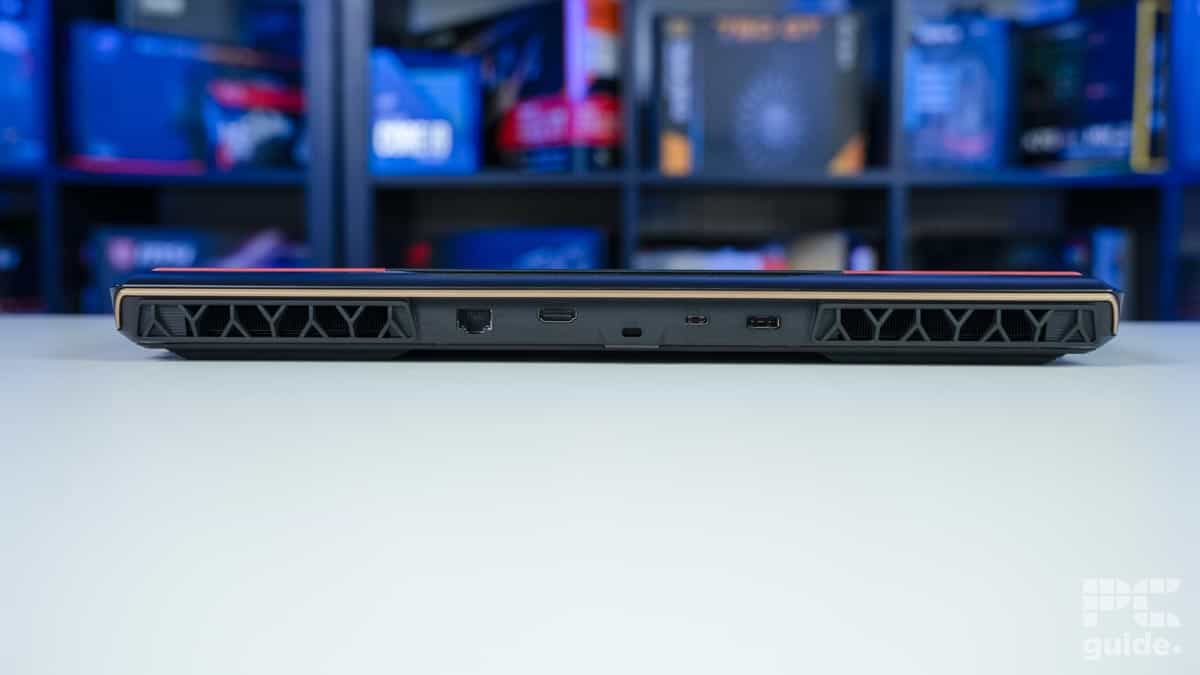MSI Raider GE78 HX 14VHG rear, Image by PC Guide
