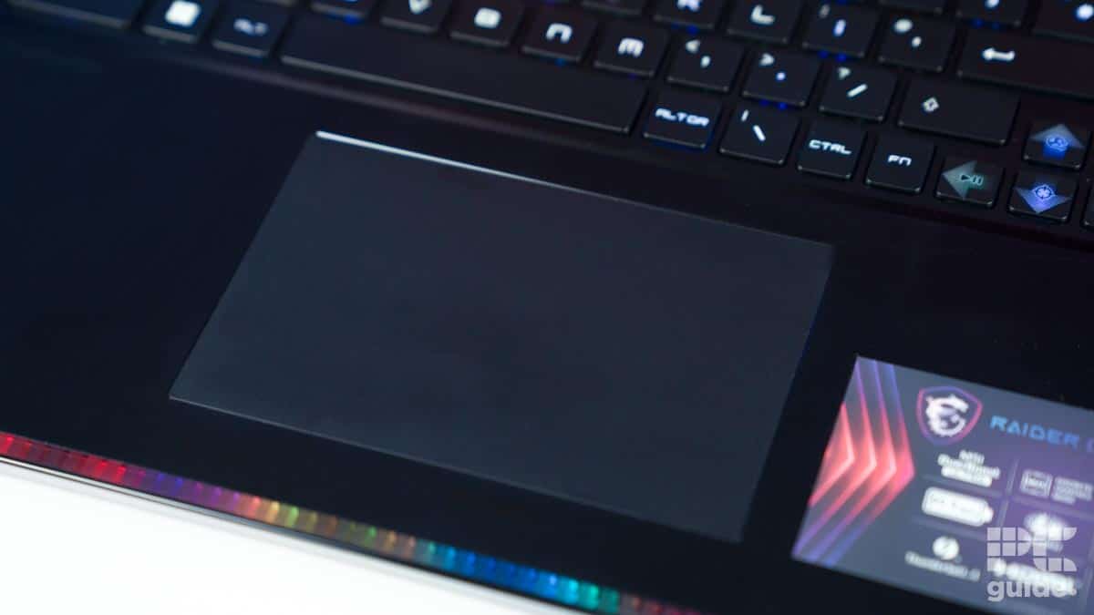 MSI Raider GE78 HX 14VHG touchpad, Image by PC Guide