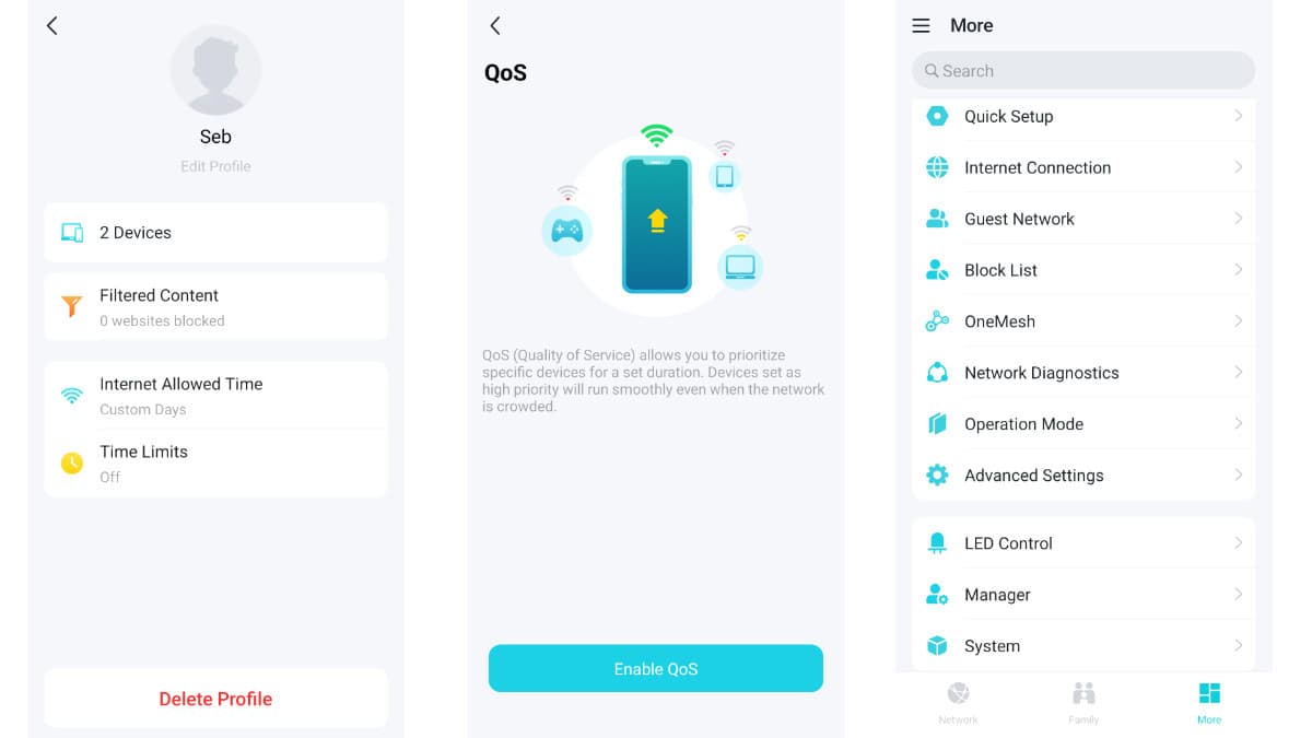 TP-Link App parental controls, QOS, and settings, Image by PC Guide