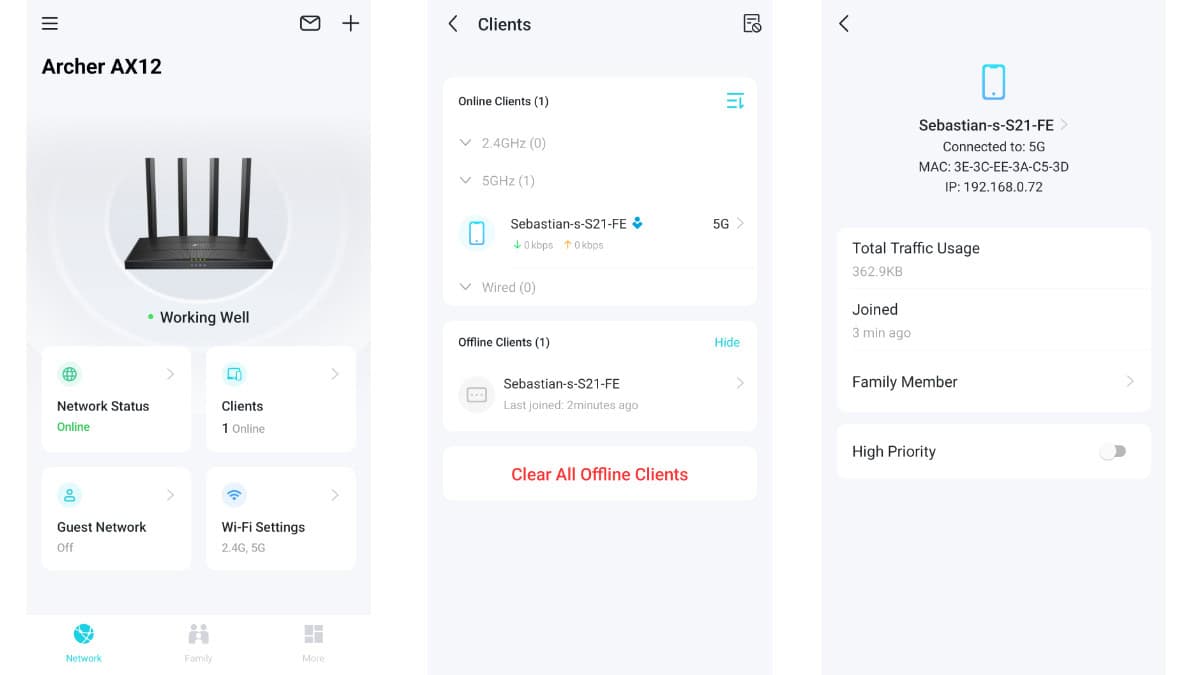 TP-Link Archer AX12 app home page and devices, Image by PC Guide