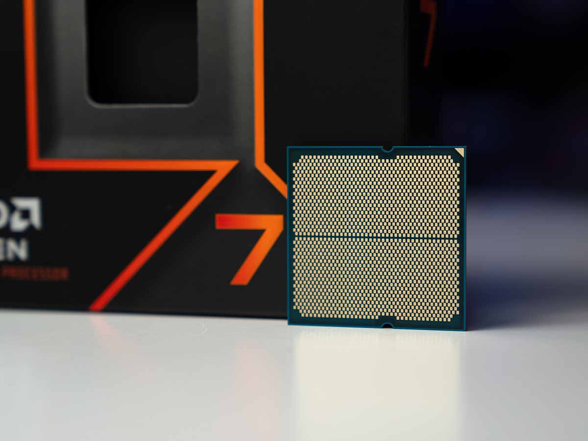 9700X next to box on table rear contact pads