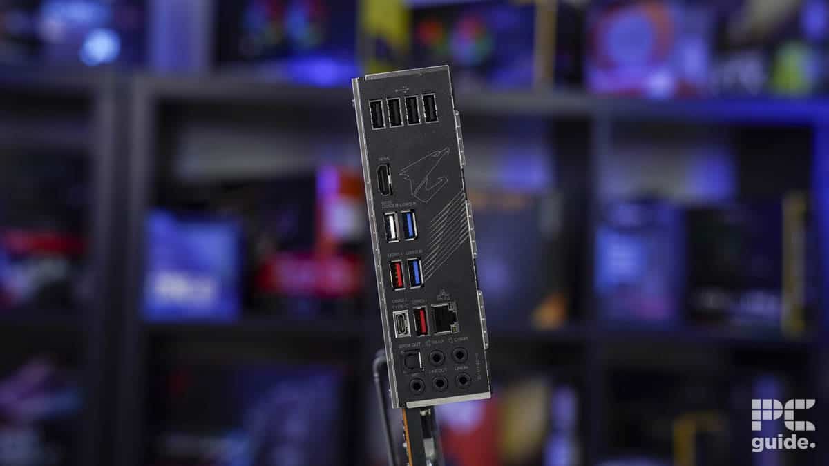 Aorus X570 showing I/O ports