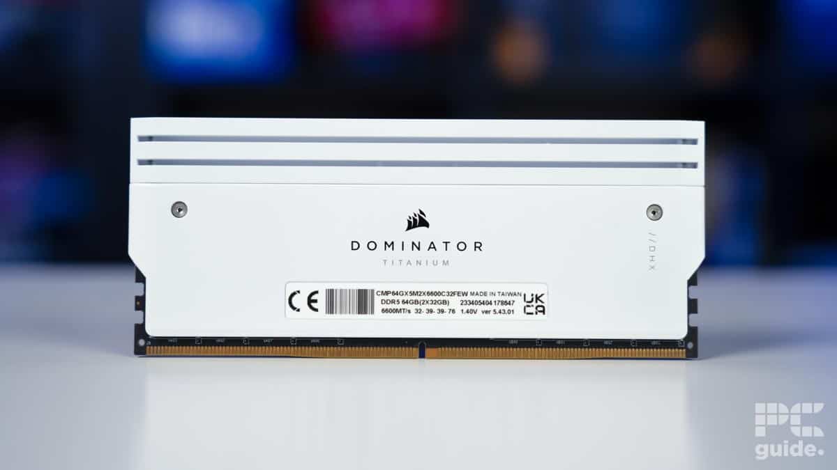 Corsair Dominator Titanium RGB 64GB 6600MTs CL32 back, Image by PC Guide