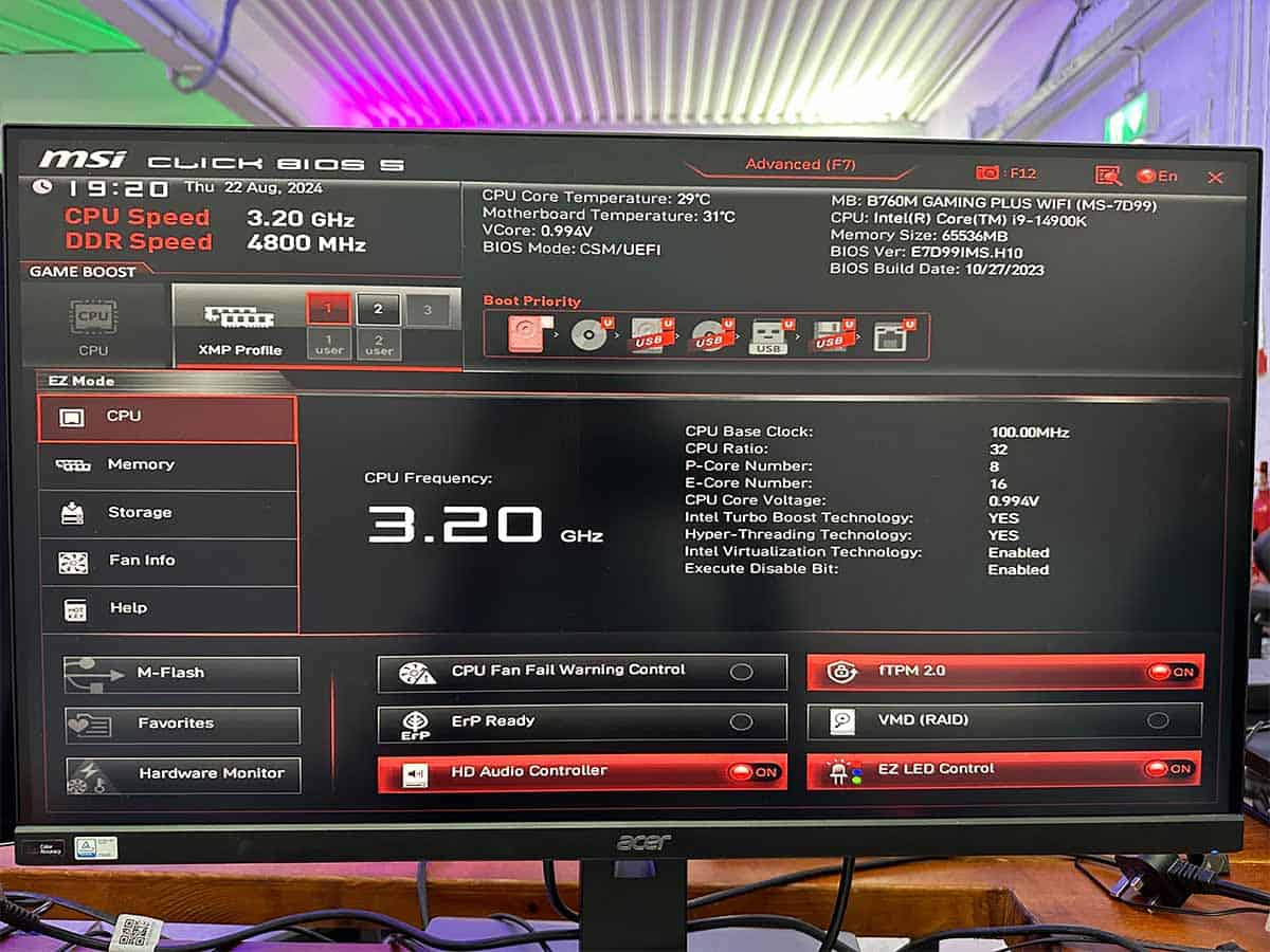 MSI B760 Gaming Plus WiFi BIOS adv mode
