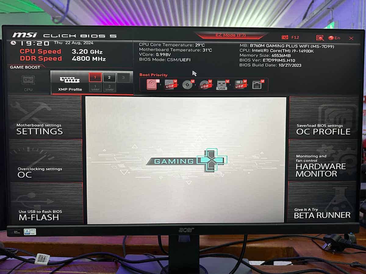 MSI B760 Gaming Plus WiFi BIOS easy mode