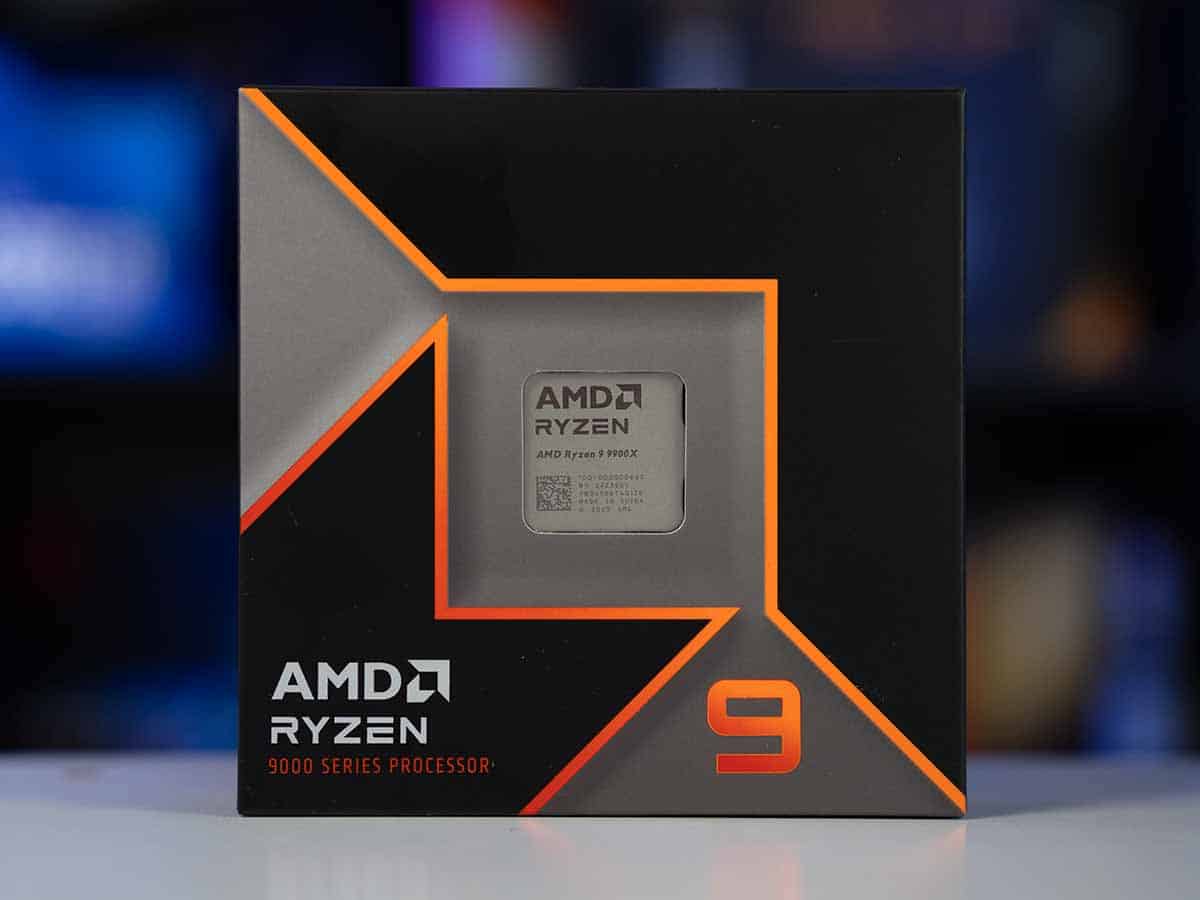 Ryzen 9 9900X on table front facing in box