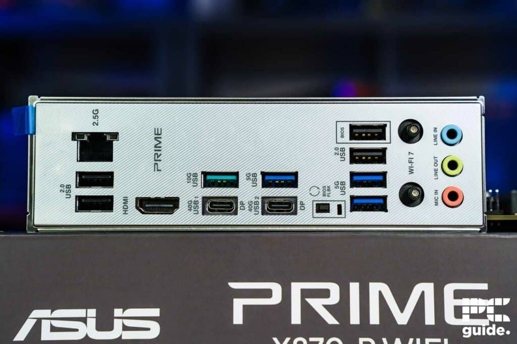 ASUS Prime X870-P WiFi IO and box, Image by PC Guide