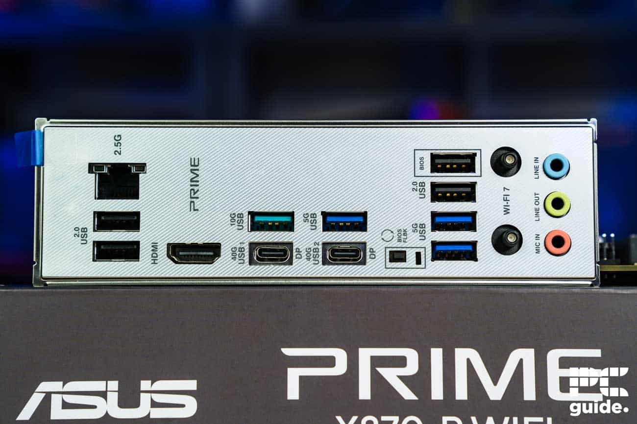 ASUS Prime X870-P WiFi IO and box, Image by PC Guide