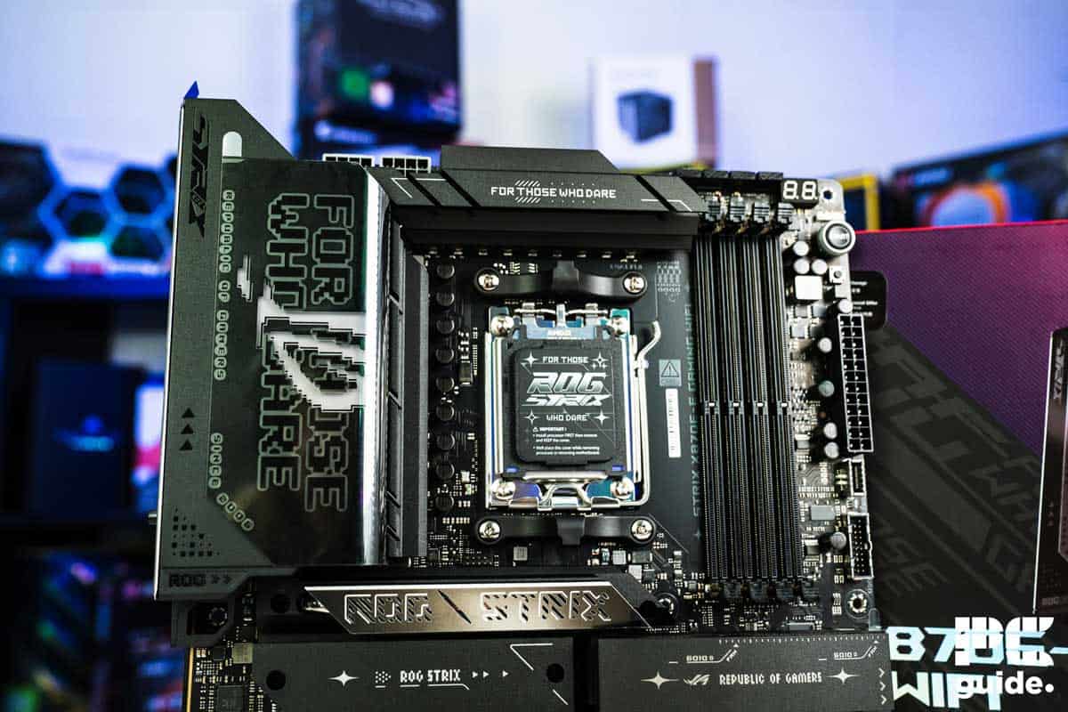 ASUS ROG Strix X870E-E Gaming WiFi top half, Image by PC Guide