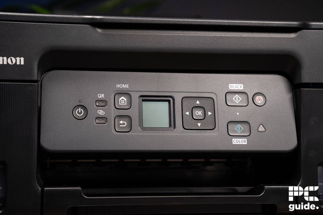 Canon PIXMA G3570 display and controls, Image by PC Guide
