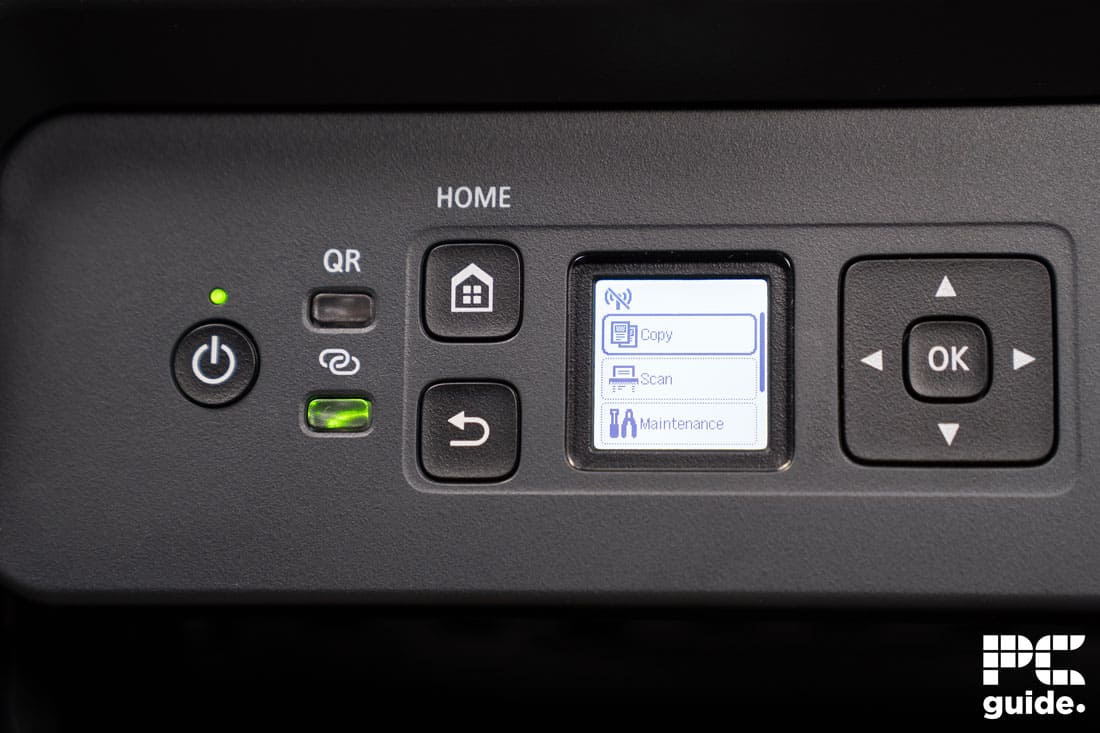 Canon PIXMA G3570 display on, Image by PC Guide