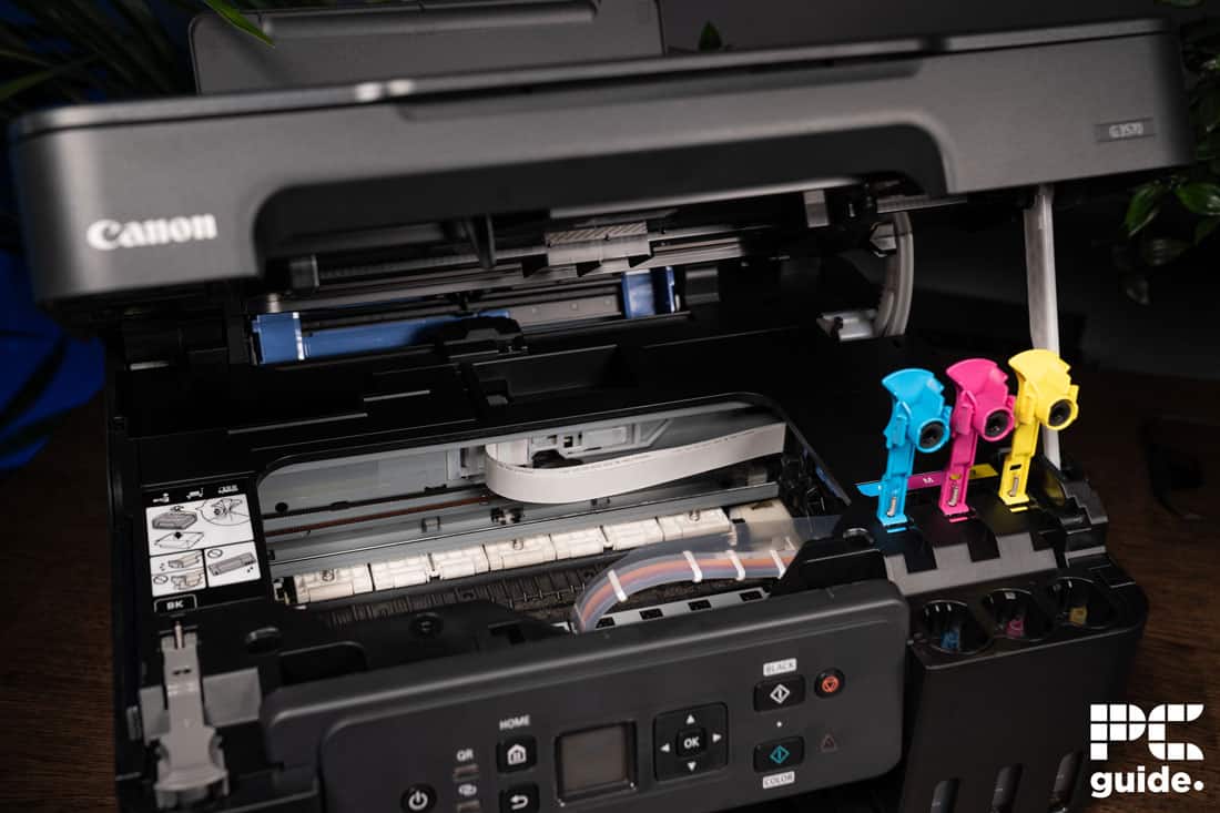 Canon PIXMA G3570 open printer, Image by PC Guide