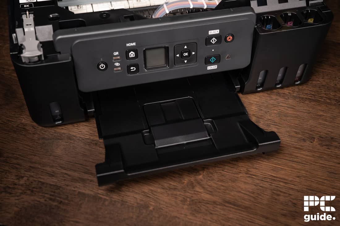 Canon PIXMA G3570 paper output tray, Image by PC Guide