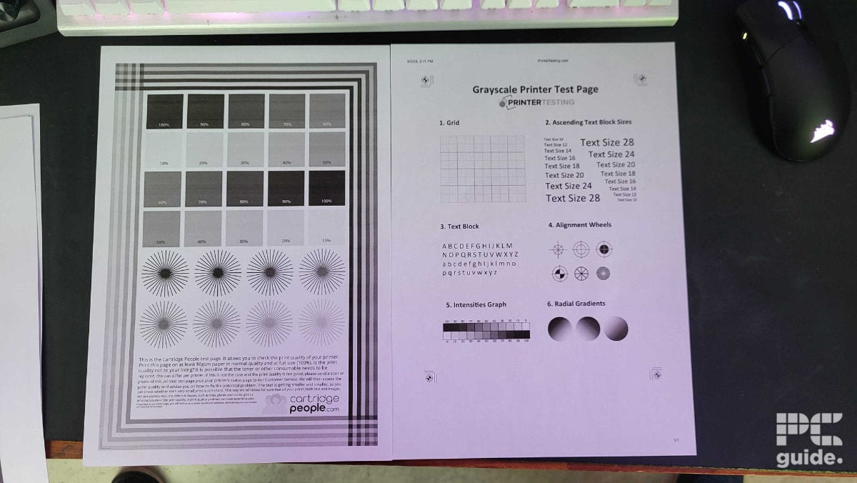 Canon Pixma G3570 monochrome print test, Image by PC Guide