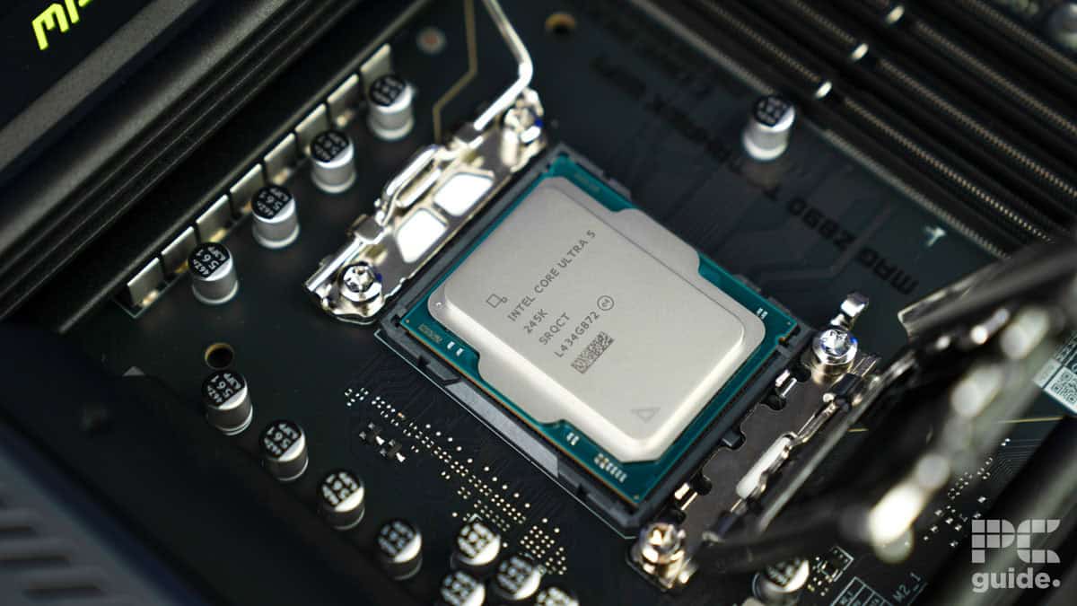Intel Core Ultra 5 245K in motherboard, Image by PC Guide