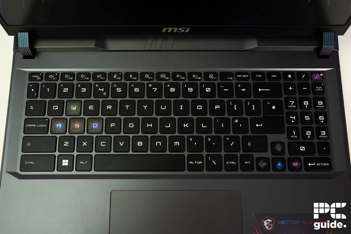 MSI Vector 16 HX A13VHG keyboard, Image by PC Guide