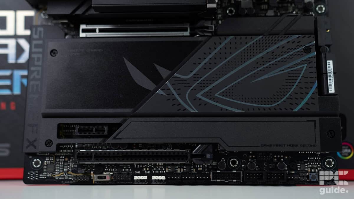 ROG Maximus Z890 Hero bottom half, Image by PC Guide