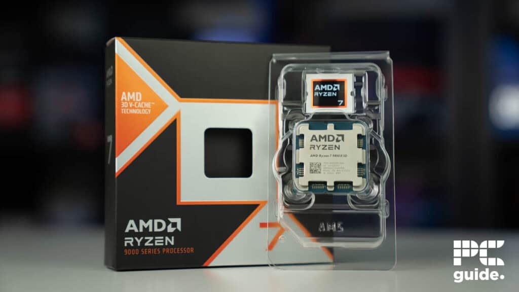 AMD Ryzen 7 9800X3D tray and box, Image by PC Guide